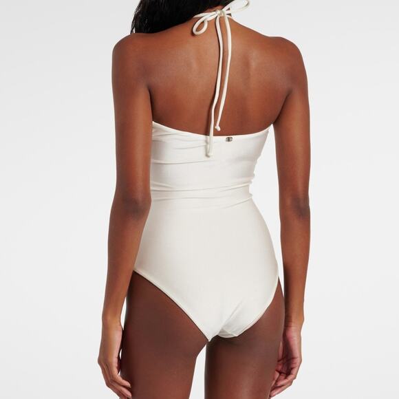 Adriana Degreas Golden Age Solid Halterneck Swimsuit in off white Size M - Picture 15 of 16